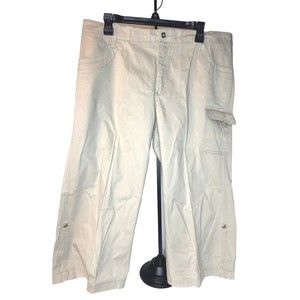 Lee Relaxed Fit Cargo Capri Pants Women's 16 Medium Medium Khaki